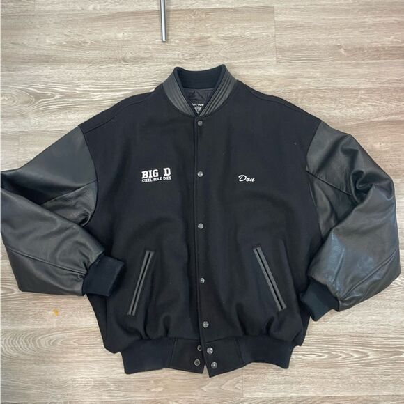 Vintage Black Leather and Wool Varsity Jacket XXL - Picture 5 of 12